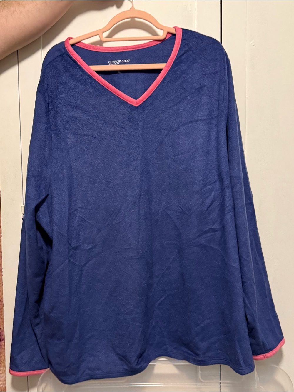 Comfort Code Women's Navy V-Neck pajama set with Pink Trim